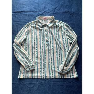 R&M Richards by Karen Kwong Celestial Green Blouse with Shoulder Pads